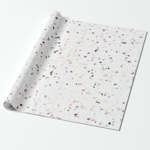 Terrazzo Retro White Black Pink Vintage Pattern Wrapping Paper