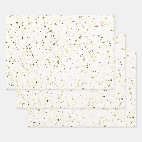 Terrazzo Retro White Brown Green Vintage Pattern Wrapping Paper Sheets