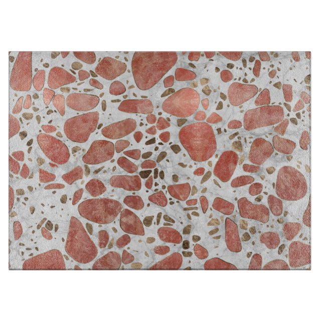Terrazzo - Rose quartz and gold on marble #1 Cutting Board (Front)
