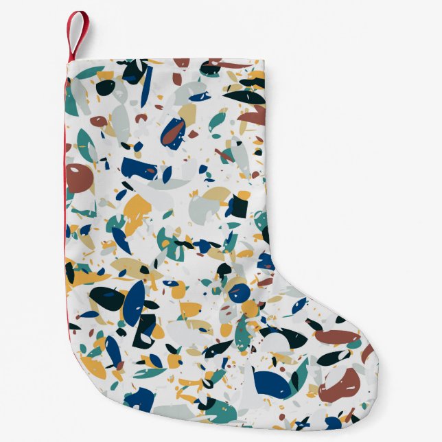 Terrazzo seamless pattern. Modern abstract design  Small Christmas Stocking (Front)