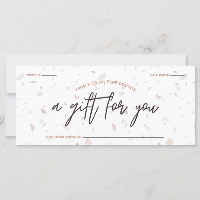 Terrazzo & Signature Script Gift Certificate (Front)