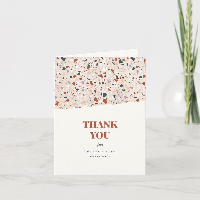 Terrazzo Slab Modern Wedding Thank You Card (Front)