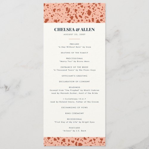 Terrazzo Slab Skinny Vertical Wedding Program