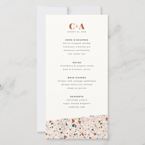 Terrazzo Slab Wedding Menu