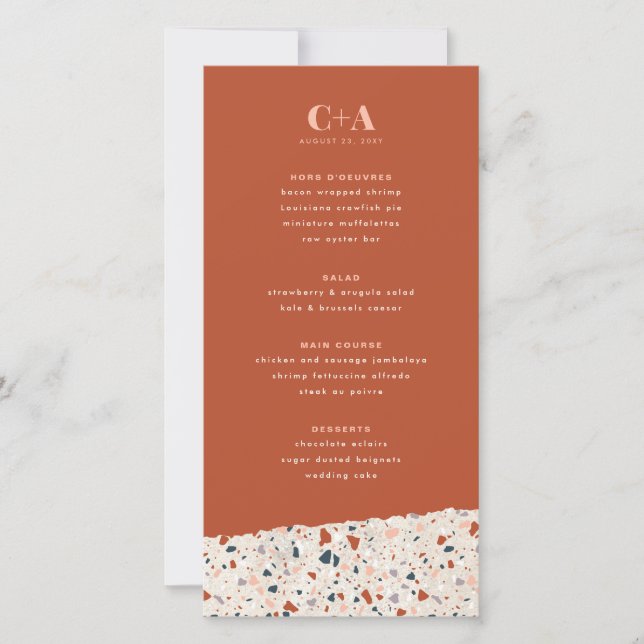 Terrazzo Slab Wedding Menu (Front)