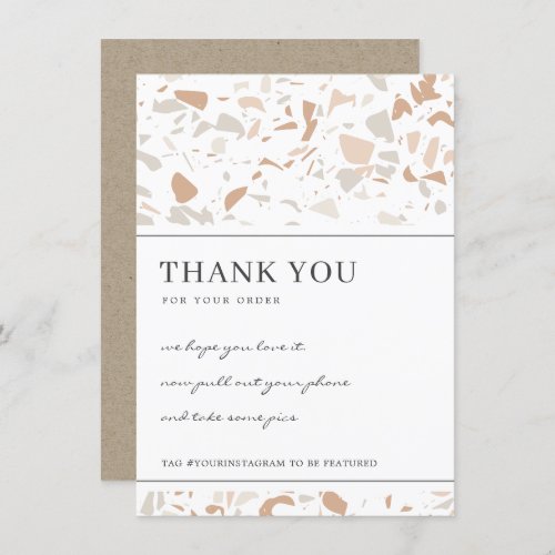 TERRAZZO SPECKLED STONE CORPORATE BUSINESS LOGO THANK YOU CARD