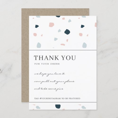 TERRAZZO SPECKLED STONE CORPORATE BUSINESS LOGO THANK YOU CARD