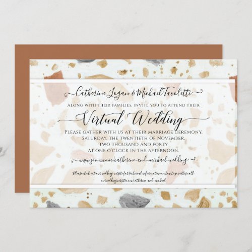 Terrazzo Terra_cotta Modern Earthy Virtual Wedding Invitation