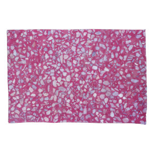 Terrazzo Texture: Pink White Elegance. Pillow Case