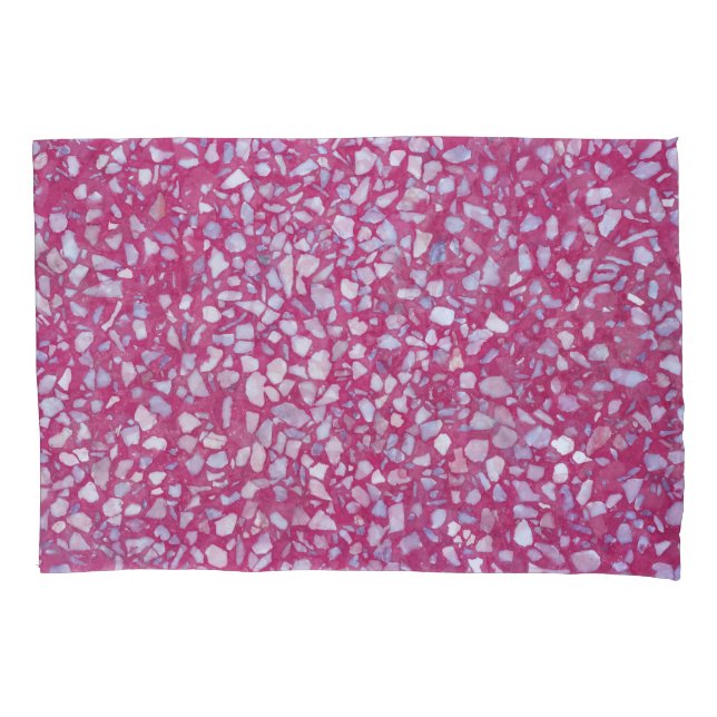 Terrazzo Texture: Pink White Elegance. Pillow Case (Front)