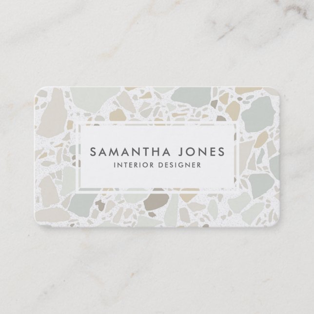 Terrazzo Texture Simple Modern Interior Designer Business Card (Front)