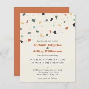 Terrazzo Tile Confetti Budget Wedding Invitations