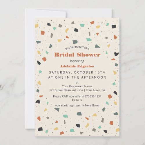 Terrazzo Tile Confetti Modern Style Bridal Shower Invitation