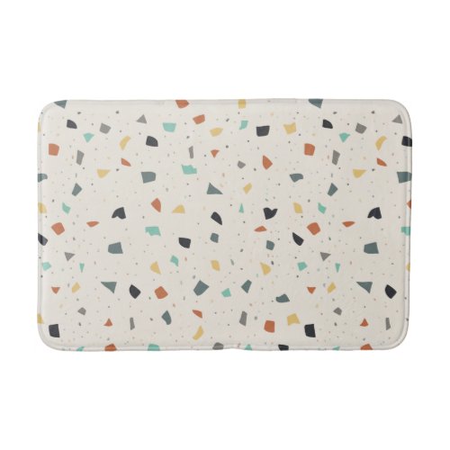 Terrazzo Tile Confetti Modern Style Earth Tones Bath Mat