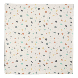 Terrazzo Tile Confetti Modern Style Earth Tones Duvet Cover