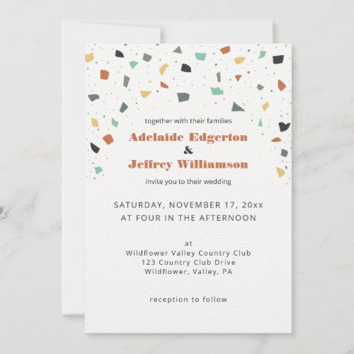 Terrazzo Tile Confetti Modern Style Earth Tones Invitation