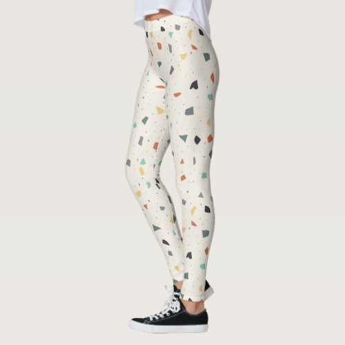 Terrazzo Tile Confetti Modern Style Earth Tones Leggings