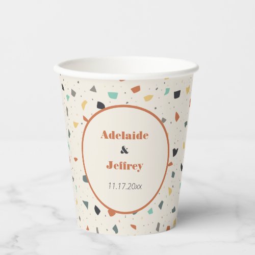 Terrazzo Tile Confetti Modern Style Earth Tones Paper Cups