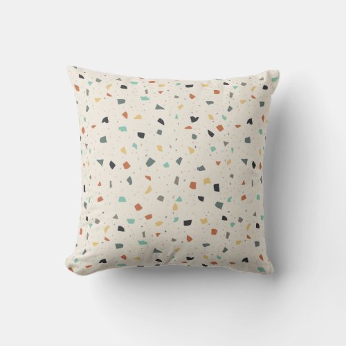 Terrazzo Tile Confetti Modern Style Earth Tones Throw Pillow