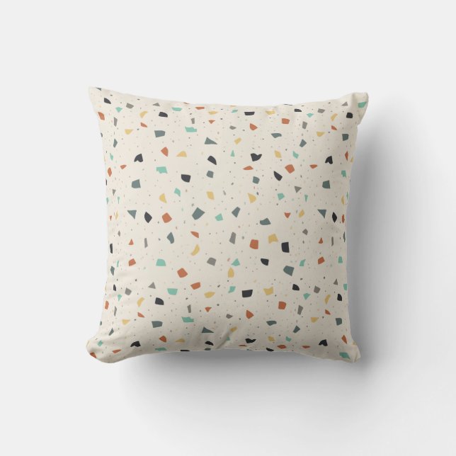 Terrazzo Tile Confetti Modern Style Earth Tones Throw Pillow (Front)