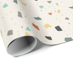 Terrazzo Tile Confetti Modern Style Earth Tones Wrapping Paper