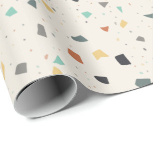 Terrazzo Tile Confetti Modern Style Earth Tones Wrapping Paper