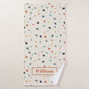 Terrazzo Tile Confetti Modern Style Personalized Bath Towel