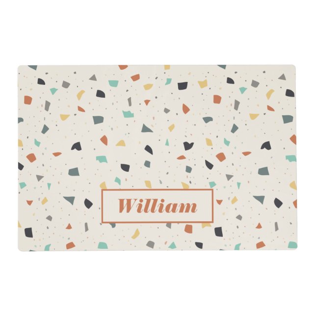 Terrazzo Tile Confetti Modern Style Personalized Placemat (Front)