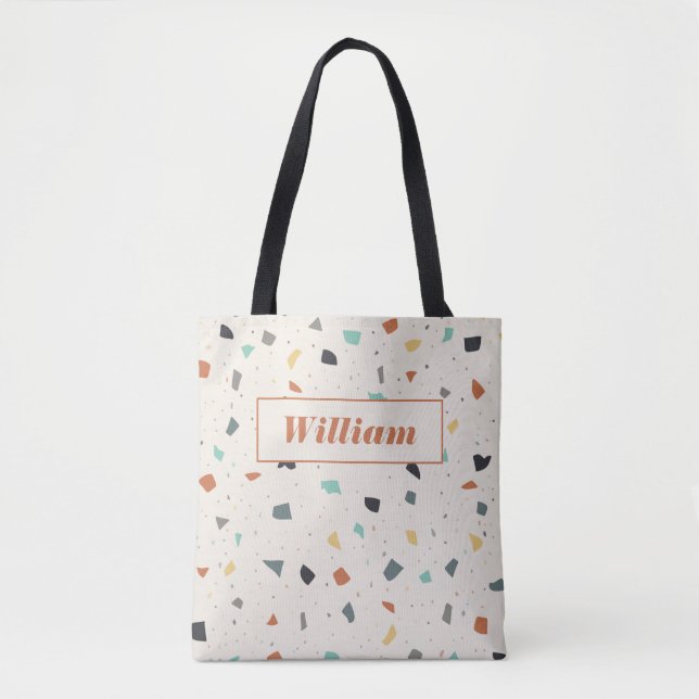 Terrazzo Tile Confetti Modern Style Personalized Tote Bag (Front)