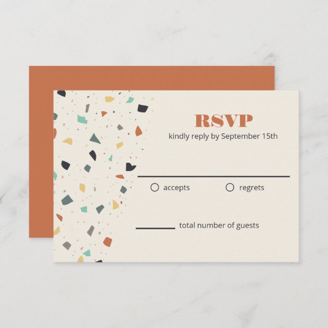 Terrazzo Tile Confetti Modern Style RSVP (Front/Back)