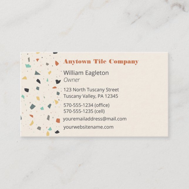 Terrazzo Tile Mason, Tile Layers Business Card (Front)