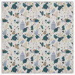 Terrazzo Tile Pattern - Green on Cream Fabric