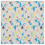 Terrazzo Tile Pattern - Neon on White Fabric