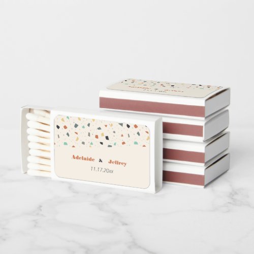 Terrazzo Title Confetti Modern Wedding Matchboxes