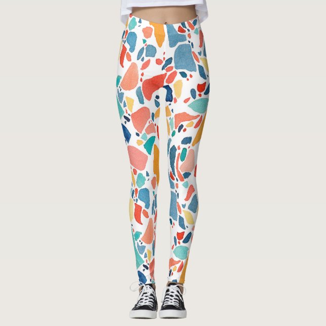 Terrazzo Watercolor: Colorful Seamless Pattern. Leggings (Front)