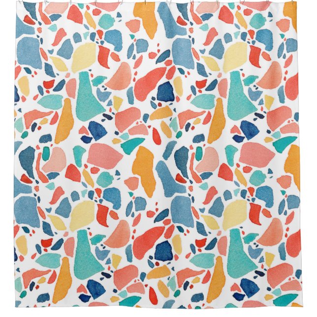 Terrazzo Watercolor: Colorful Seamless Pattern. Shower Curtain (Front)