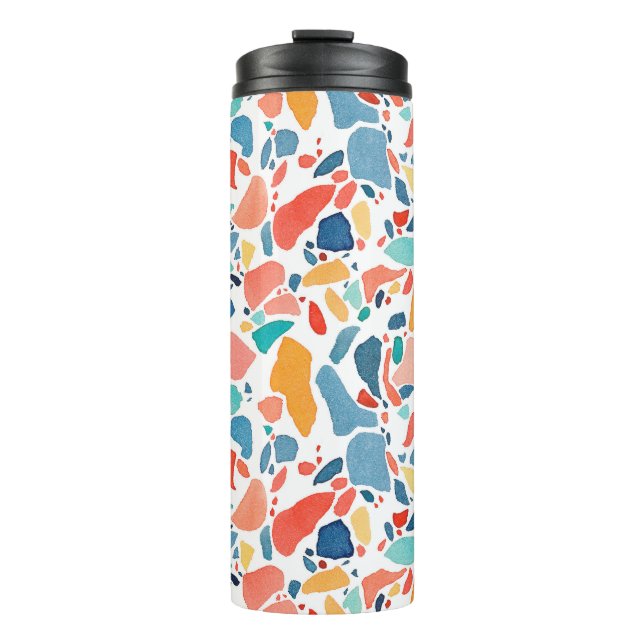 Terrazzo Watercolor: Colorful Seamless Pattern. Thermal Tumbler (Front)