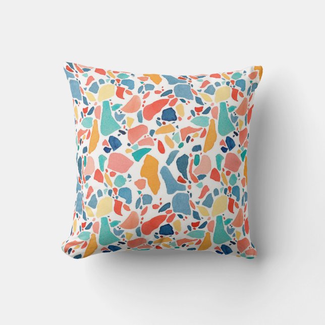 Terrazzo Watercolor: Colorful Seamless Pattern. Throw Pillow (Front)
