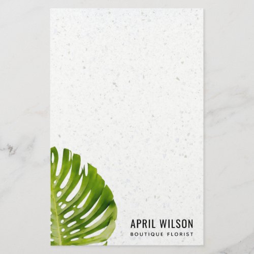 TERRAZZO WATERCOLOR GREEN MONSTERA LEAF FOLIAGE STATIONERY