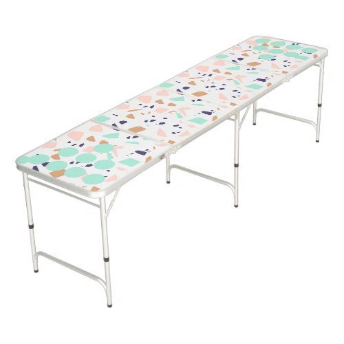 Terrazzo white blush mint modern beer pong table