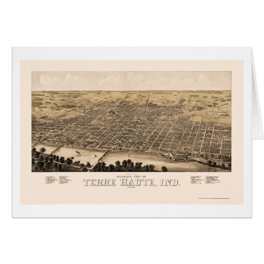 Terre Haute, IN Panoramic Map - 1880 Cards (Front Horizontal)