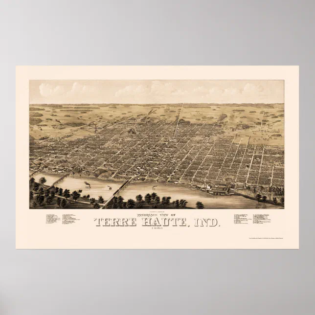 Terre Haute IN Panoramic Map 1880 Poster Zazzle Terre Haute IN Panoramic Map 1880 Poster Zazzle