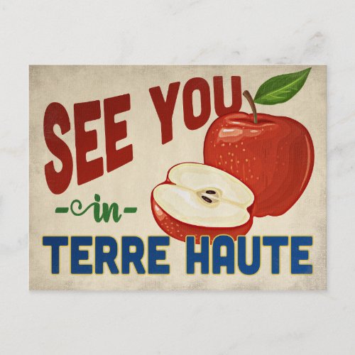 Terre Haute Indiana Apple _ Vintage Travel Postcard