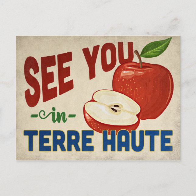 Terre Haute Indiana Apple - Vintage Travel Postcard (Front)