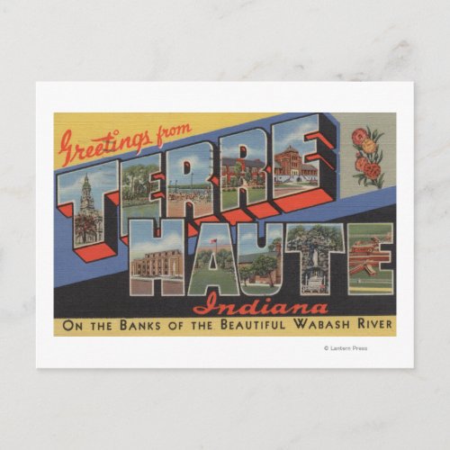 Terre Haute Indiana _ Large Letter Scenes Postcard