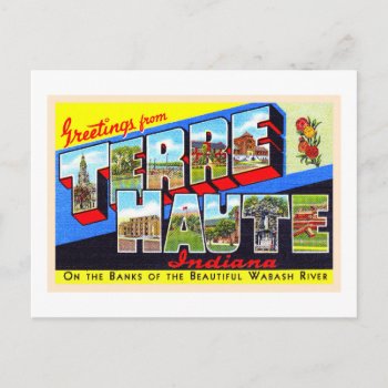Terre Haute Indiana Vintage Large Letter Postcard by AmericanTravelogue at Zazzle