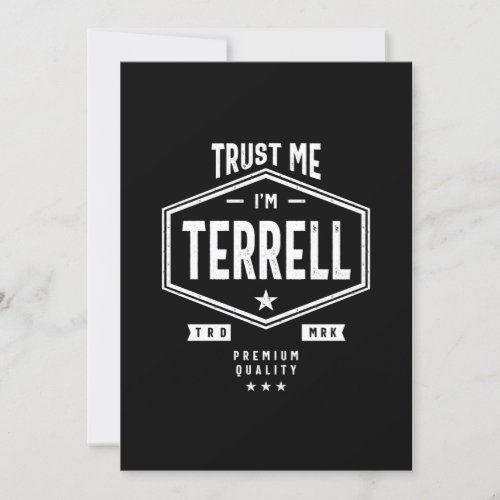 Terrell Personalized Name Birthday Gift Invitation