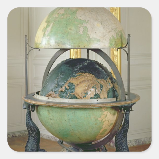 Terrestrial and celestial globe square sticker (Front)
