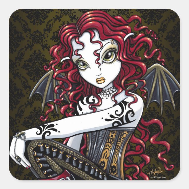 "Terri" Gothic Red Rose Fairy Fantasy Stickers (Front)