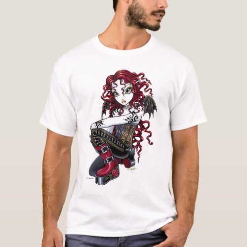 Terri Gothic Red Rose Fairy Fantasy T_shirt